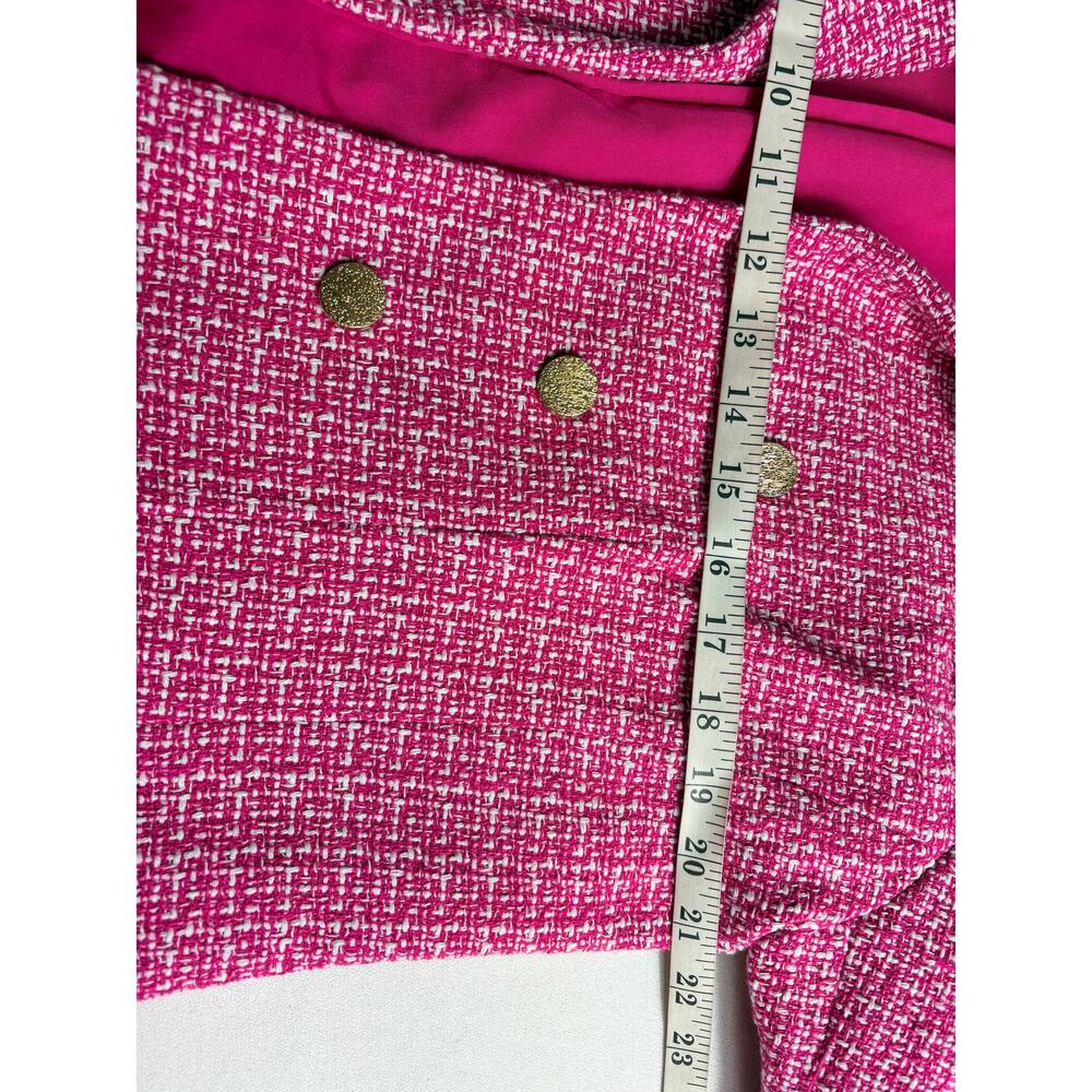 Nanette Lepore Tweed Blazer Pink and White Textured Boucle Knit Size L - Picture 6 of 8